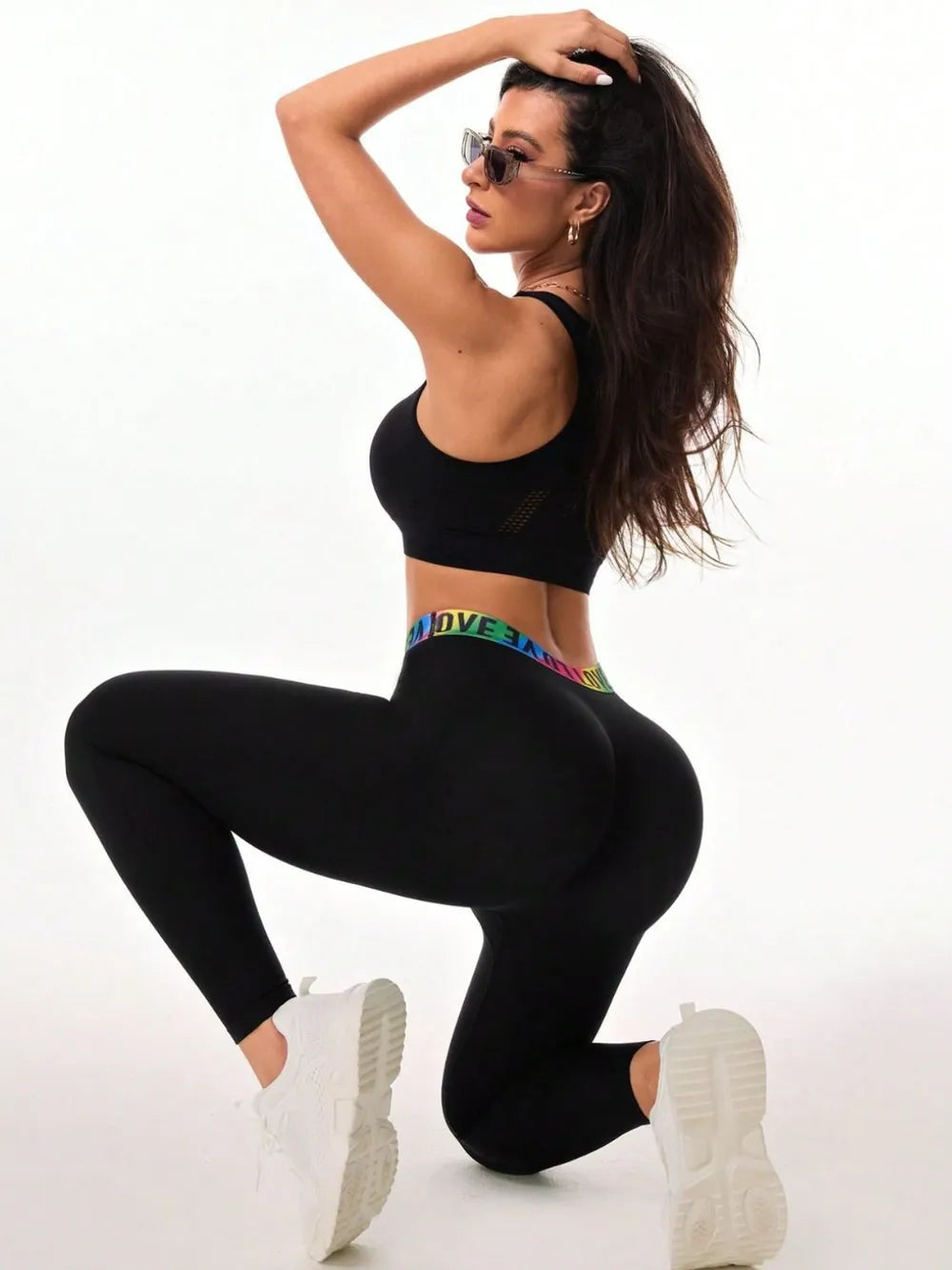 Women's Letter Printed High Waist Fitness Leggings
