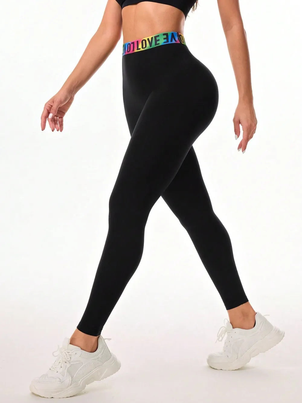 Women's Letter Printed High Waist Fitness Leggings