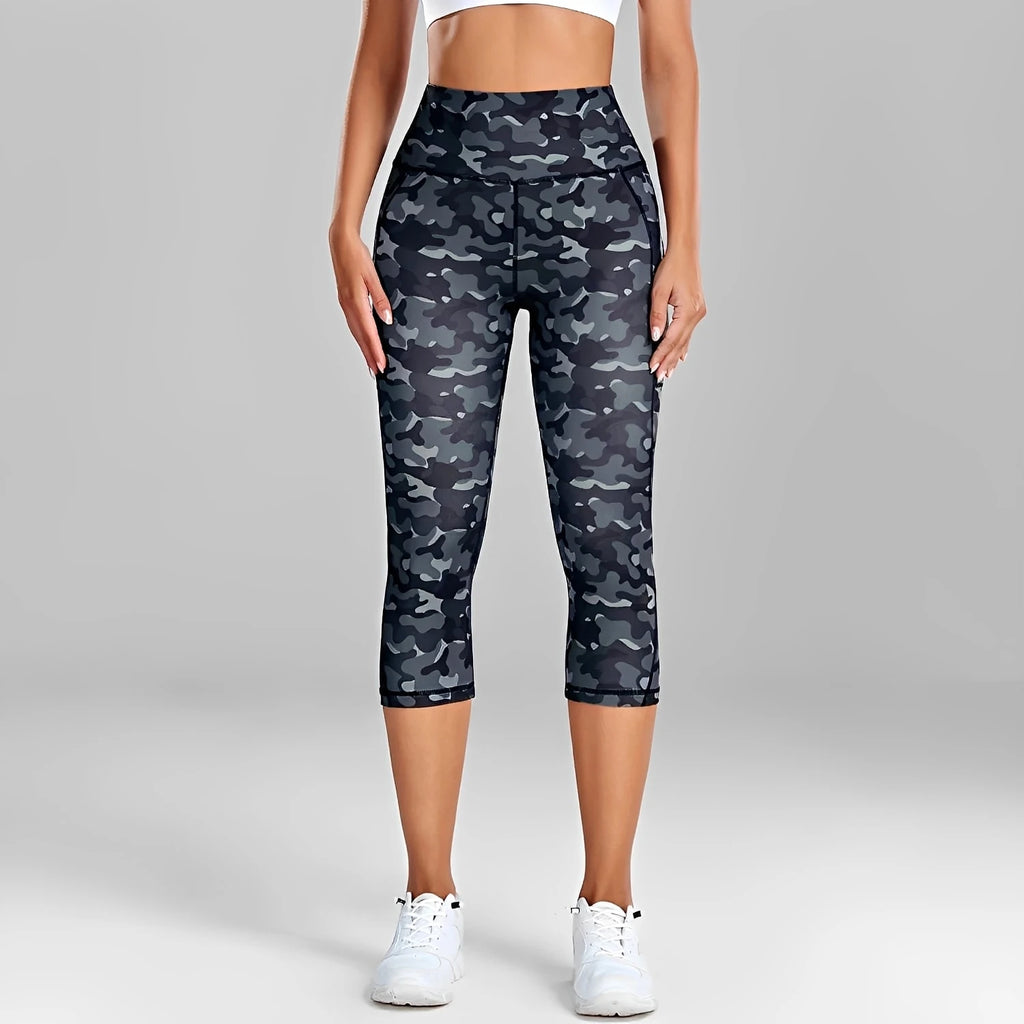 Women's Leopard Print Side Pocket Capri Leggings