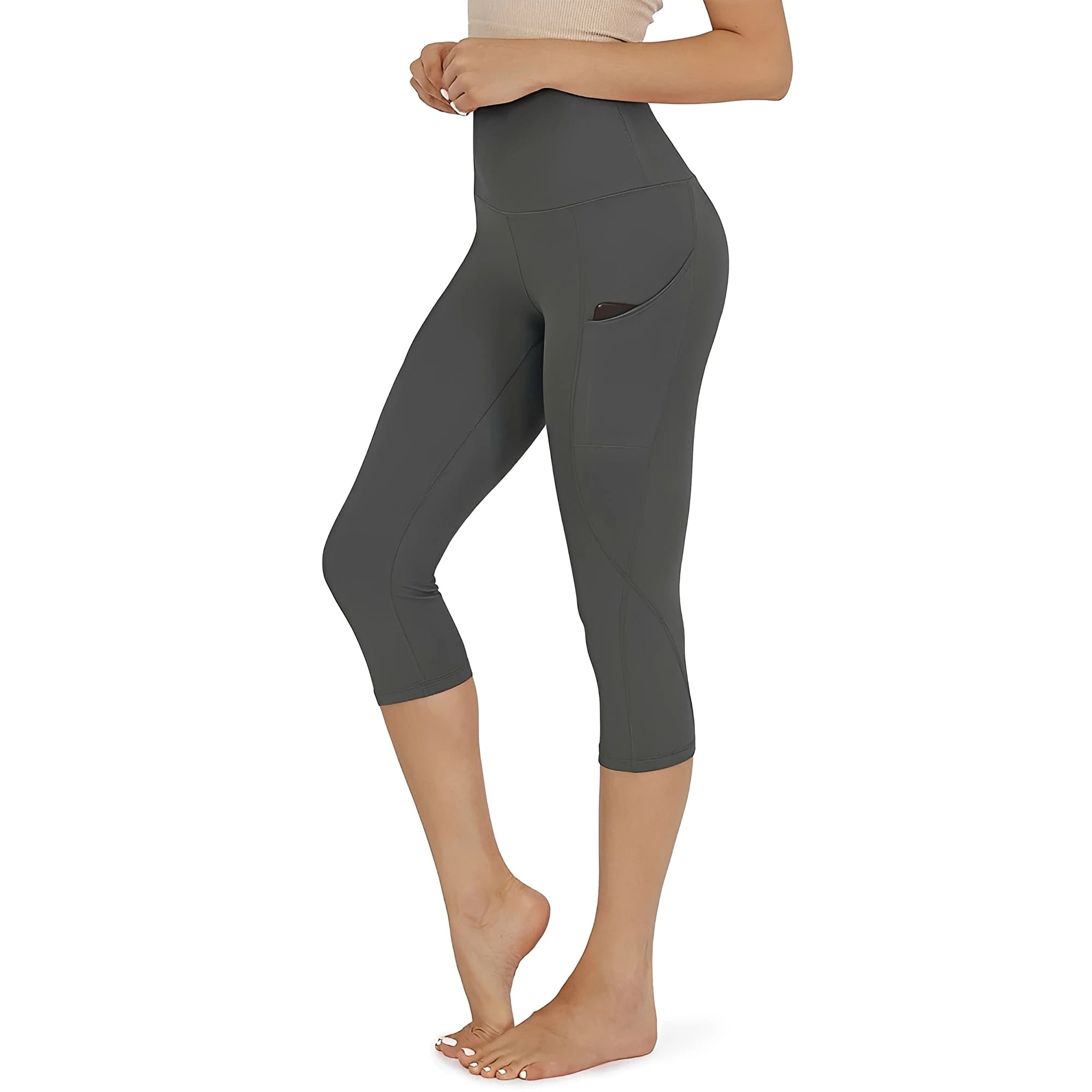 Women's High Waist Capris Side Pocket Yoga Leggings