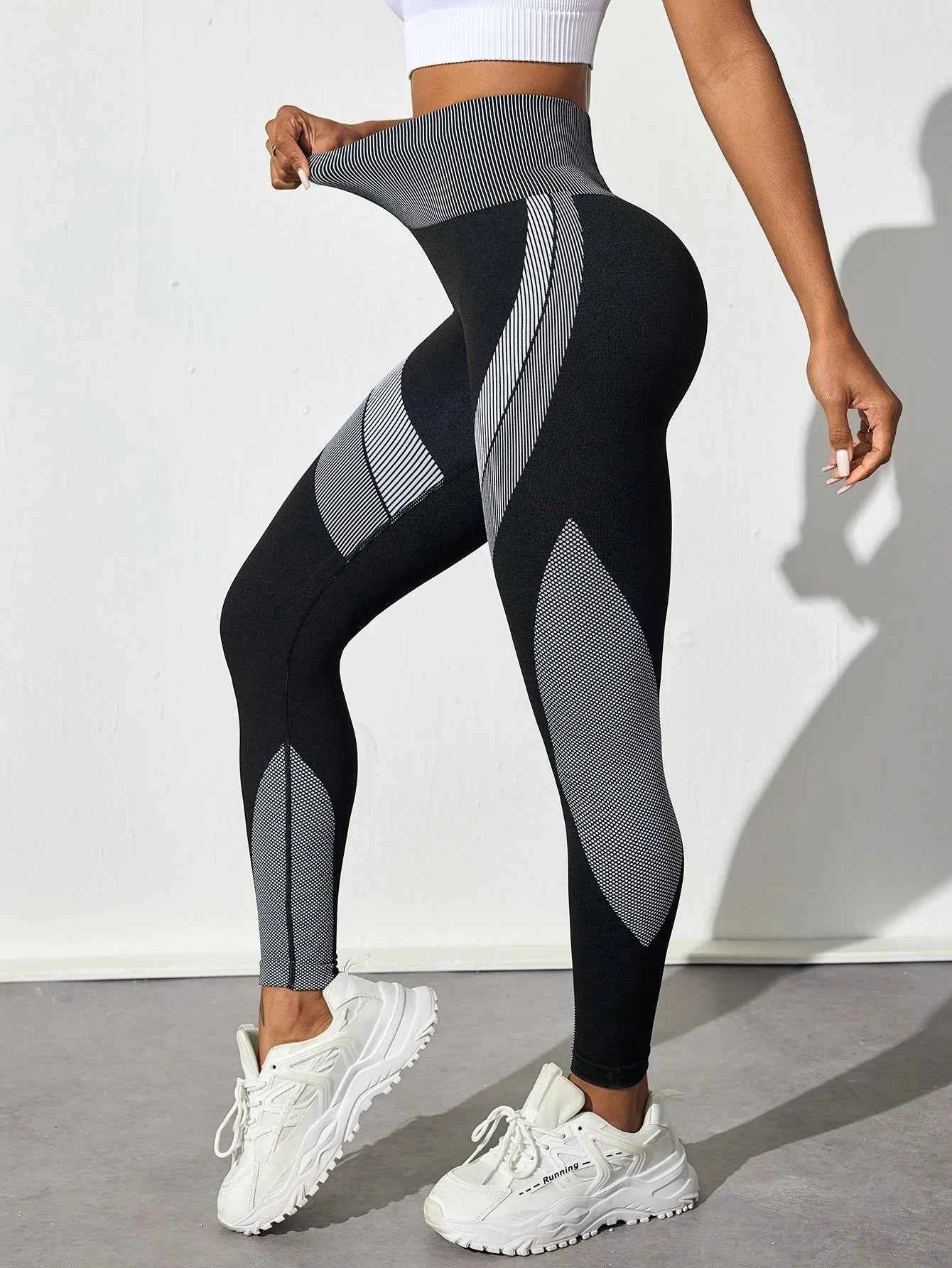 Women's Seamless High Waist Patchwork Yoga Leggings