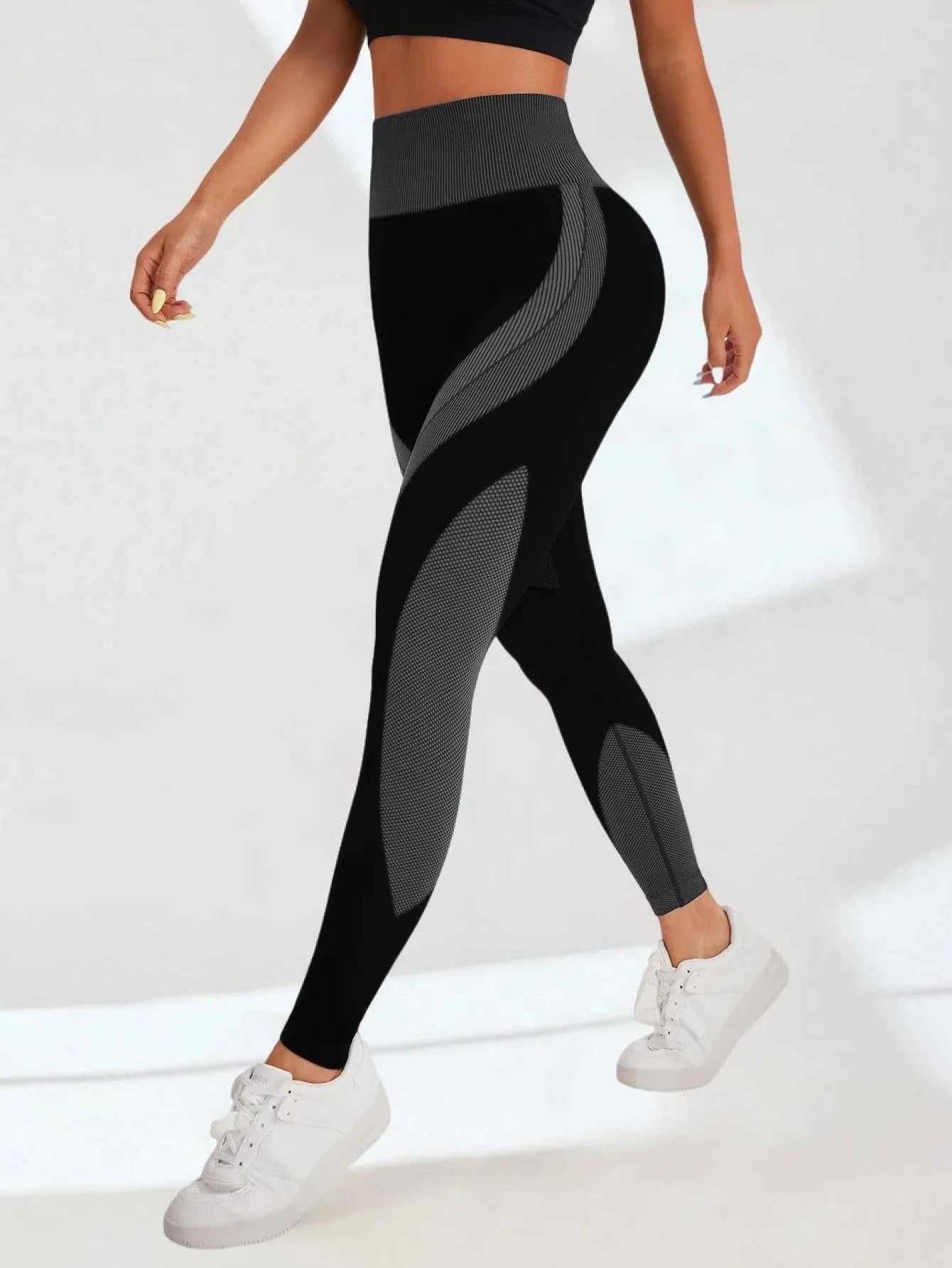 Women's Seamless High Waist Patchwork Yoga Leggings