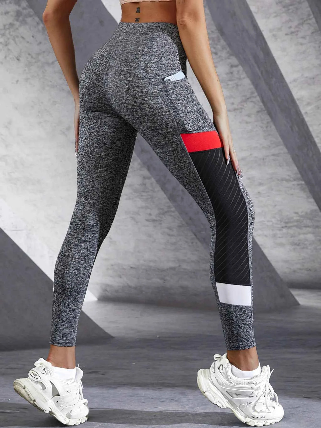 Women's Color Block Mesh High Waist Yoga Leggings