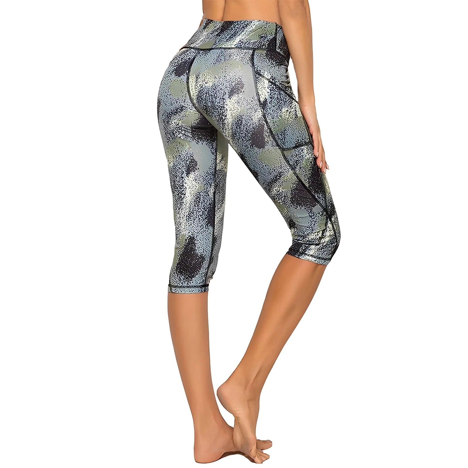 Women's Floral Yoga Pocket Capris Leggings