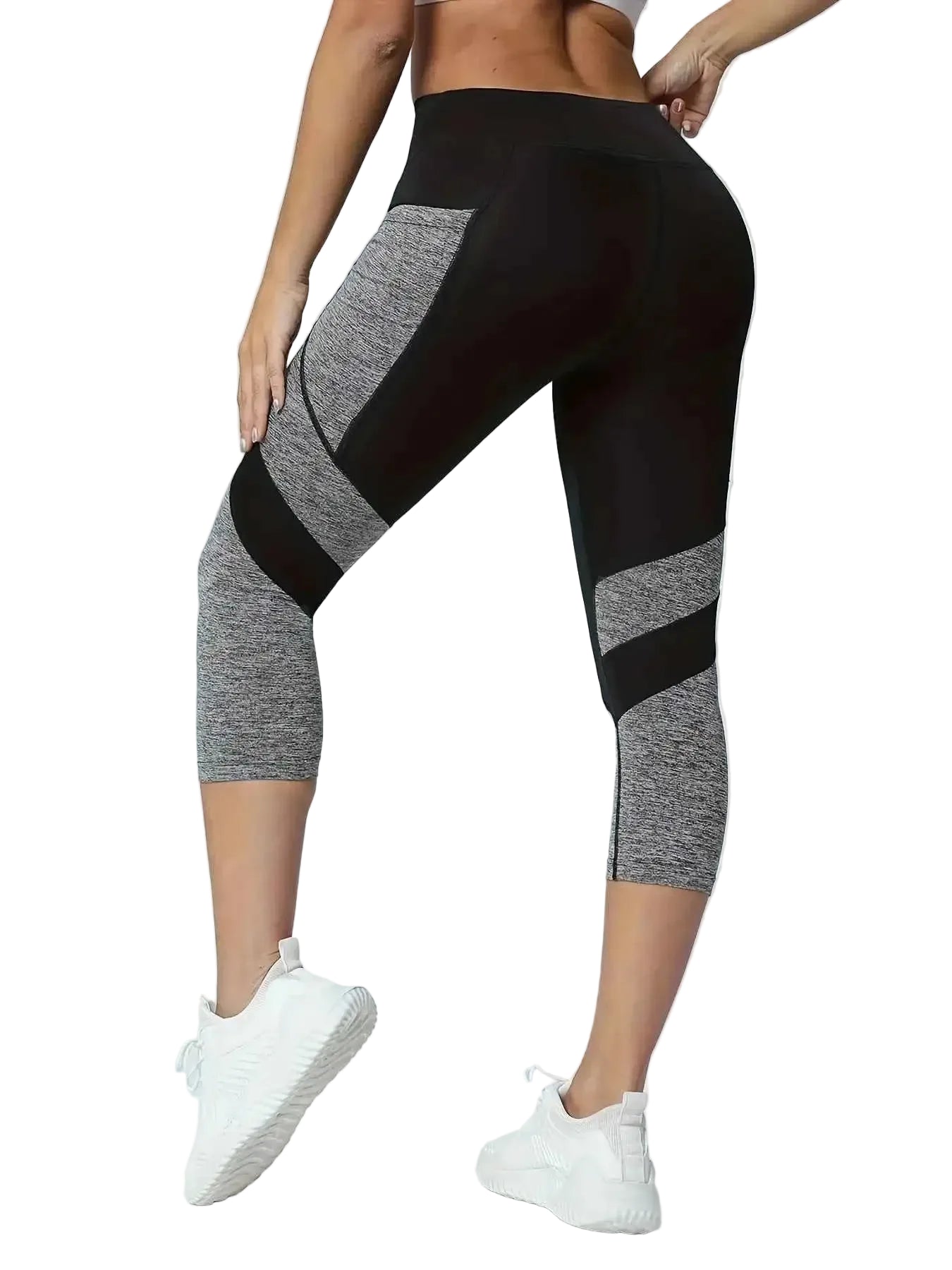 Women's Patchwork Side Pocket Capri Yoga Leggings
