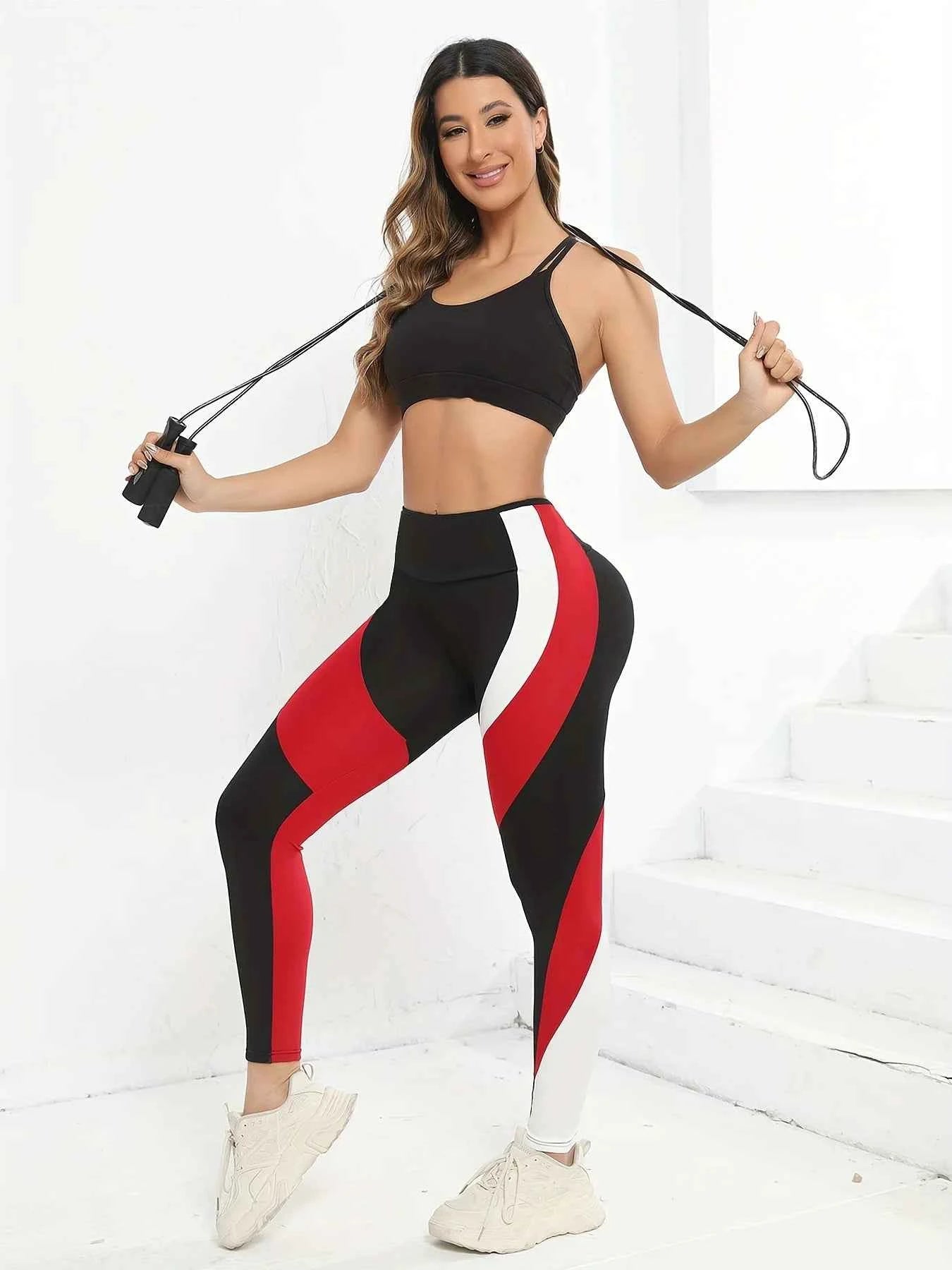 Women's Color Block High Waist Women's Fitness Leggings