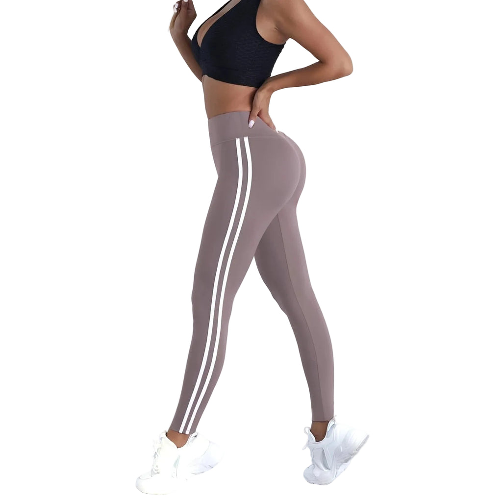 Women's Striped Slim High Waist Yoga Leggings - Stride Leggings