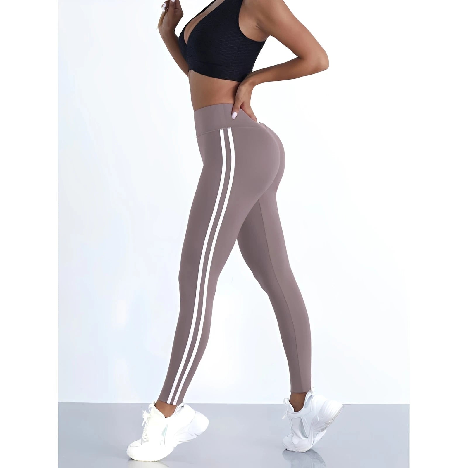 Women's Striped Slim High Waist Yoga Leggings