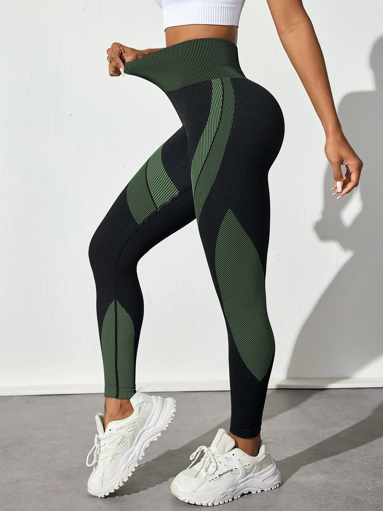 Women's Seamless High Waist Patchwork Yoga Leggings