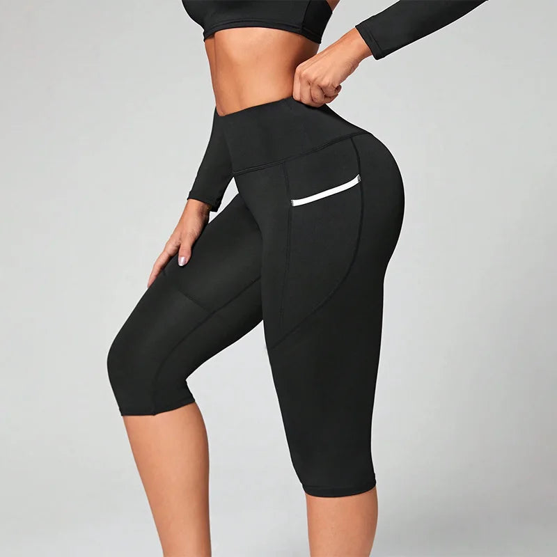Women's High Waist Yoga Capri Leggings with Pockets