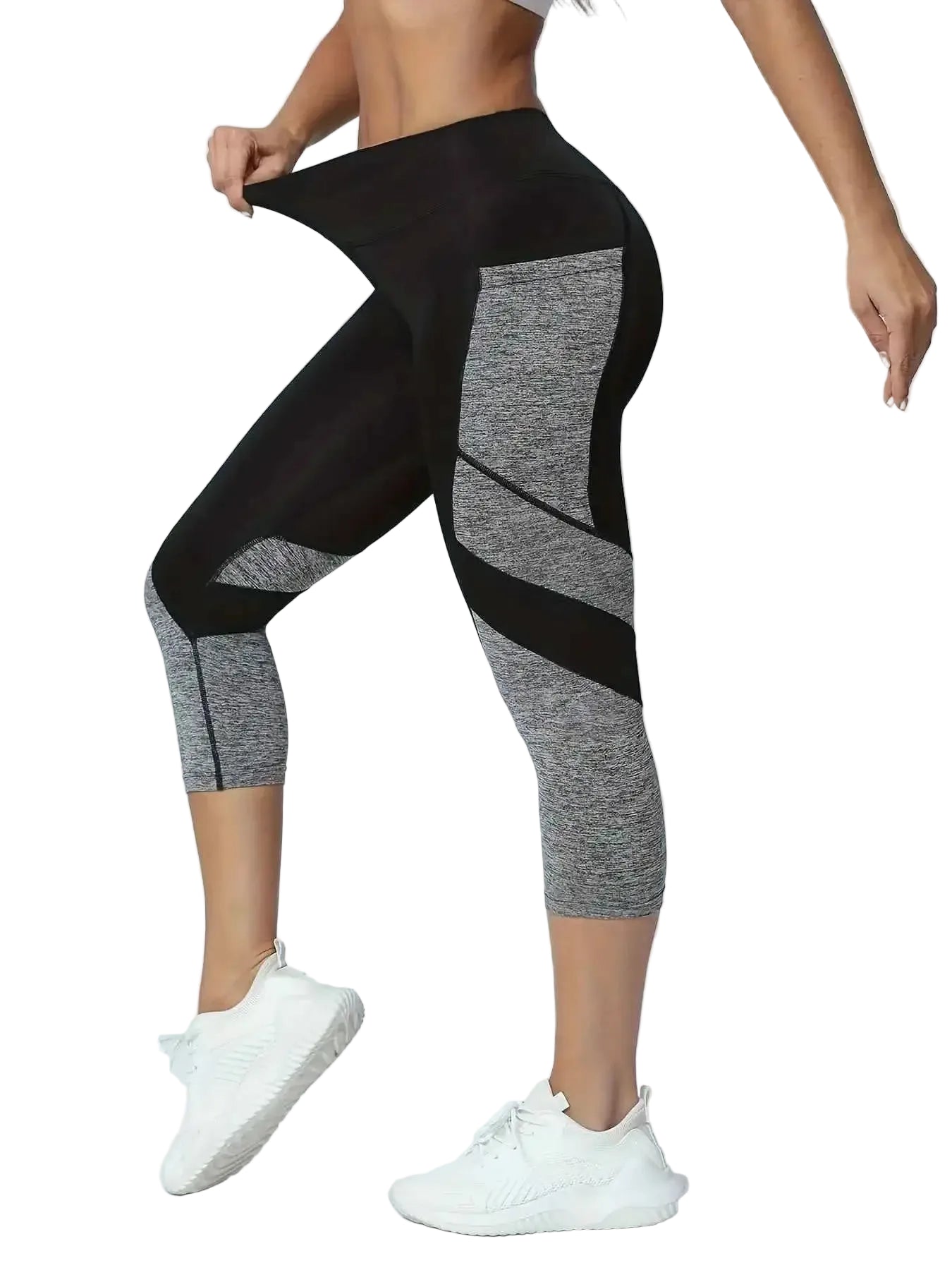 Women's Patchwork Side Pocket Capri Yoga Leggings