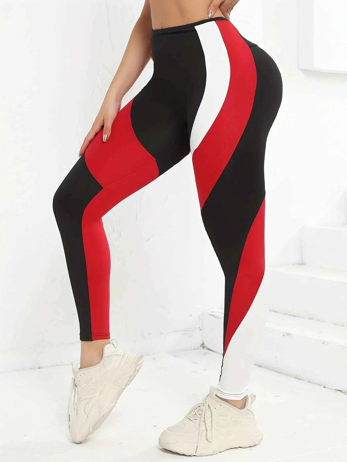 Women's Color Block High Waist Women's Fitness Leggings