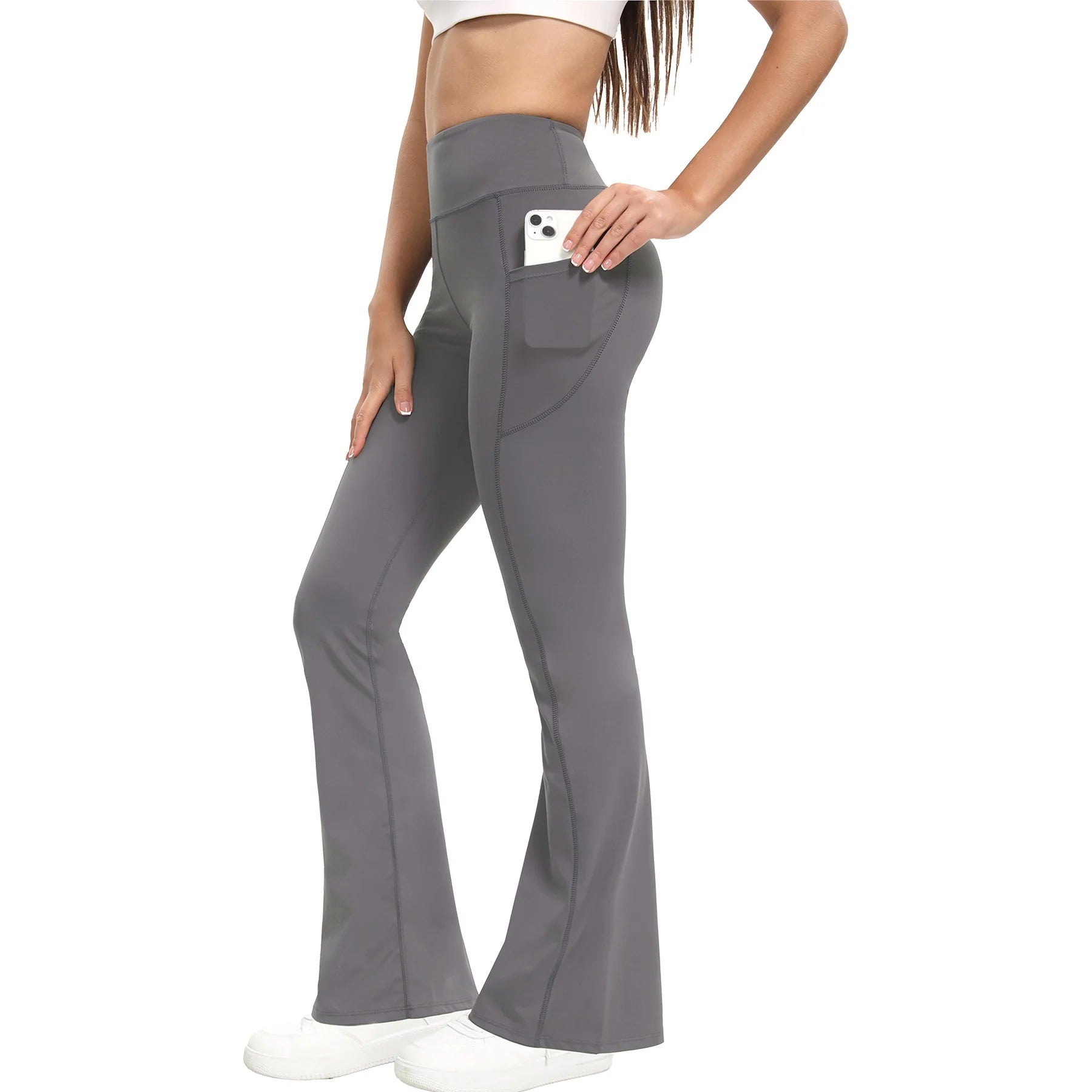 Women's Flared Fitness Leggings with Side Pockets