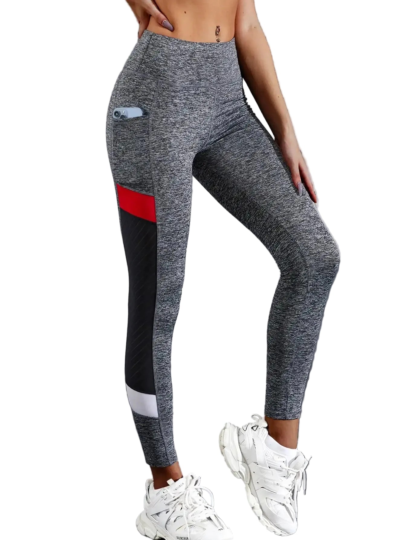 Women's Color Block Mesh High Waist Yoga Leggings - Stride Leggings