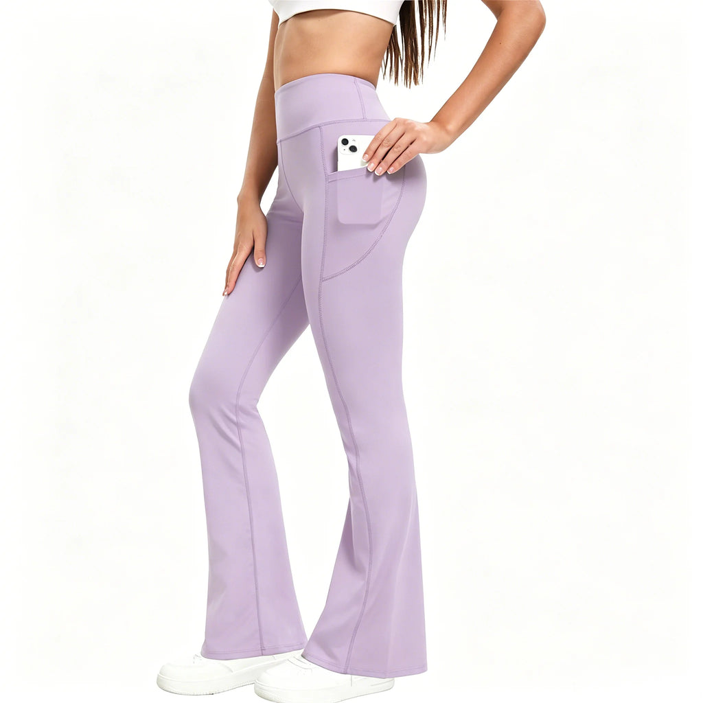 Women's Flared Fitness Leggings with Side Pockets