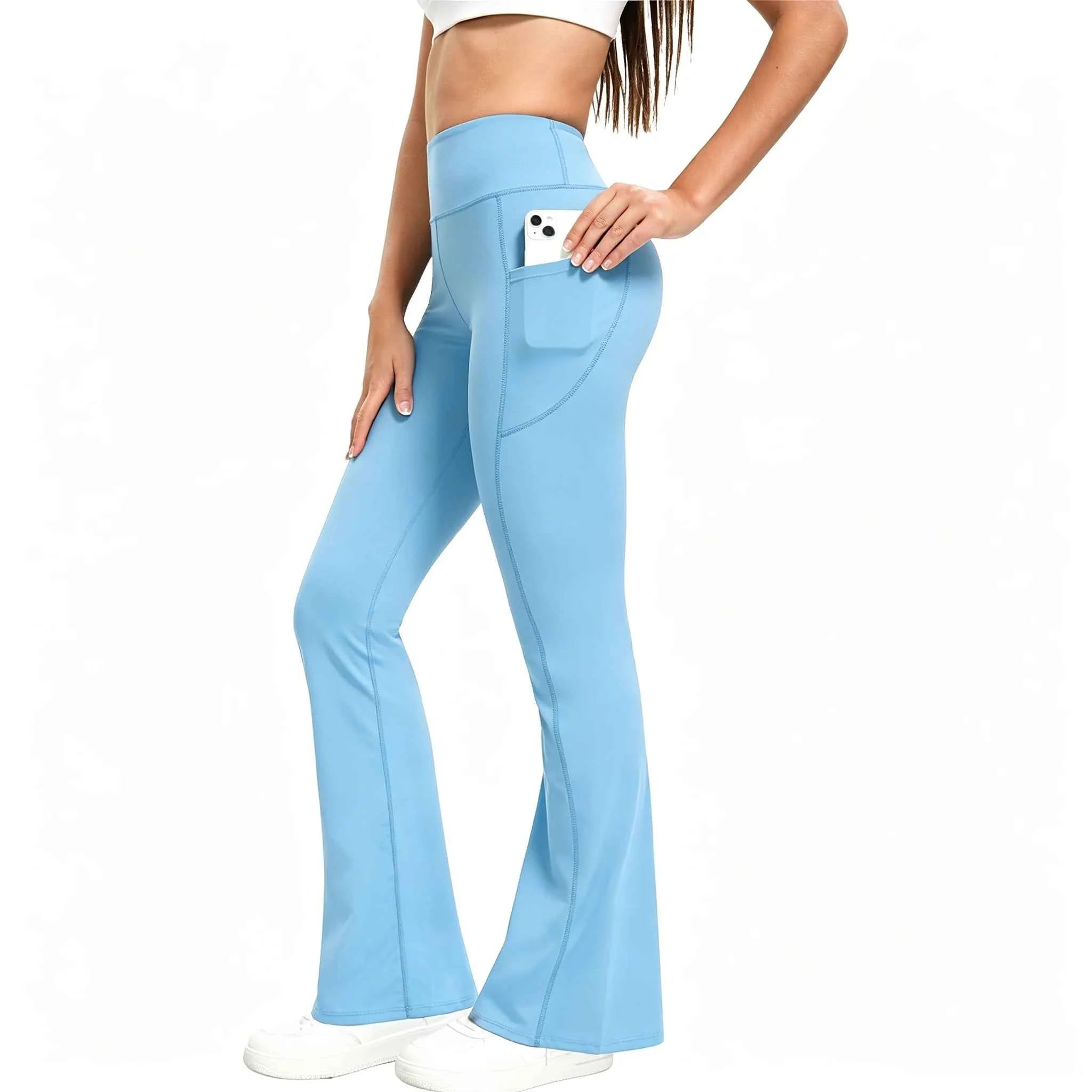 Women's Flared Fitness Leggings with Side Pockets