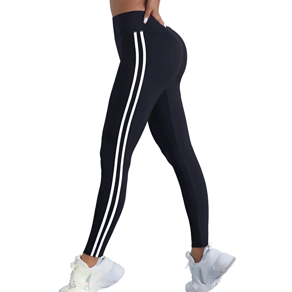 Women's Striped Slim High Waist Yoga Leggings - Stride Leggings