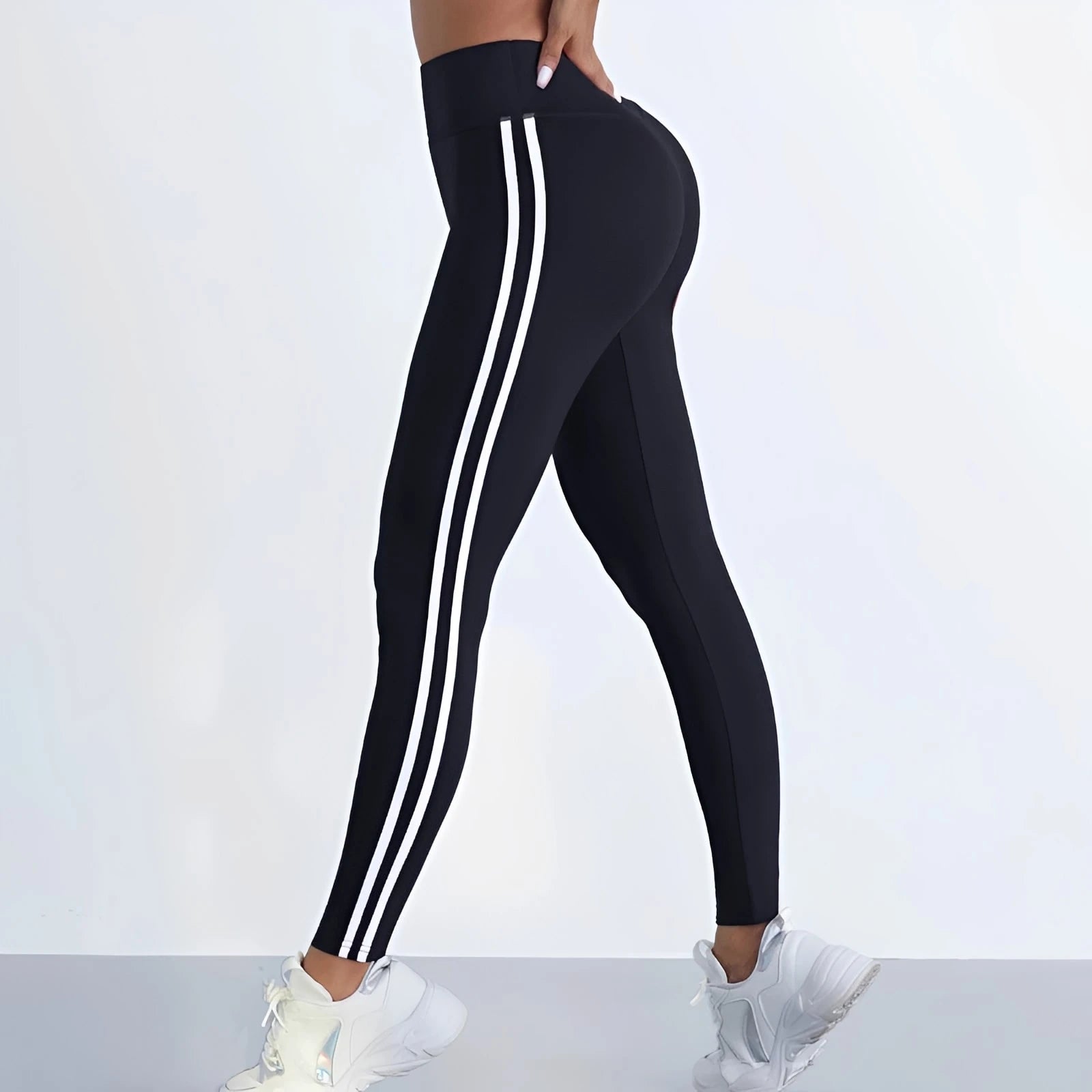 Women's Striped Slim High Waist Yoga Leggings