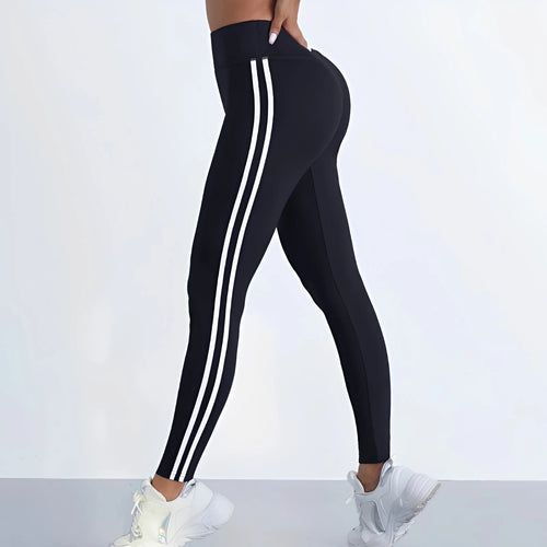 Women's Striped Slim High Waist Yoga Leggings - Stride Leggings