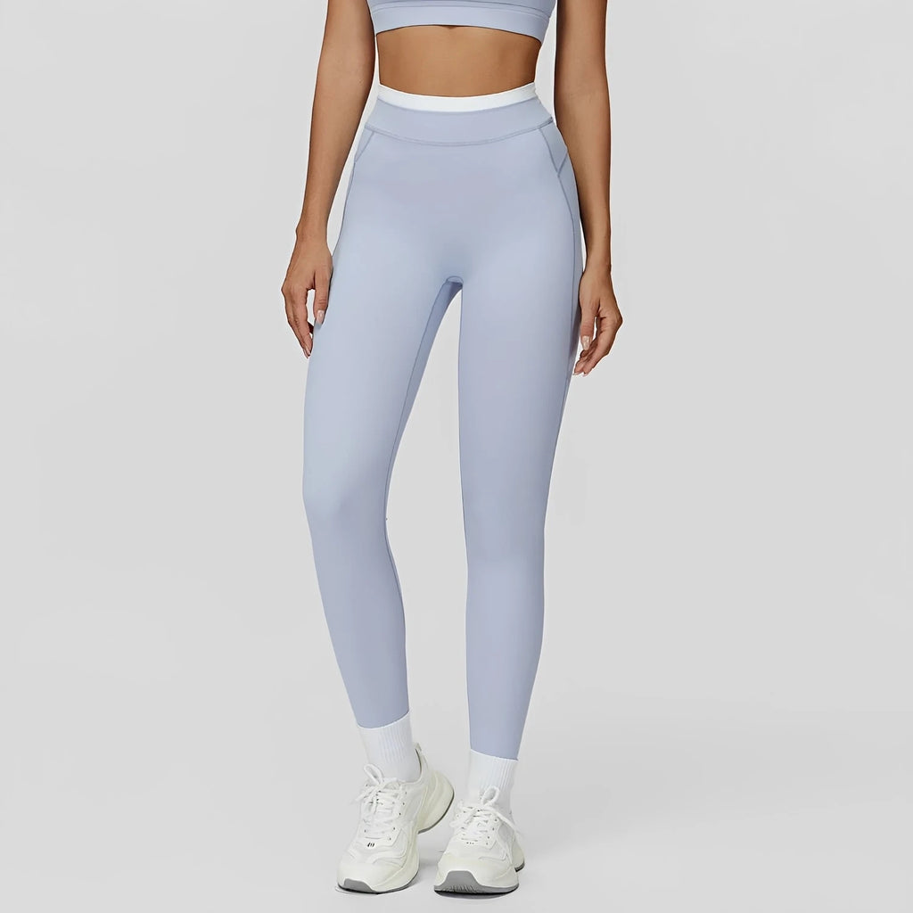 Women's White Top High Waist Fitness Leggings
