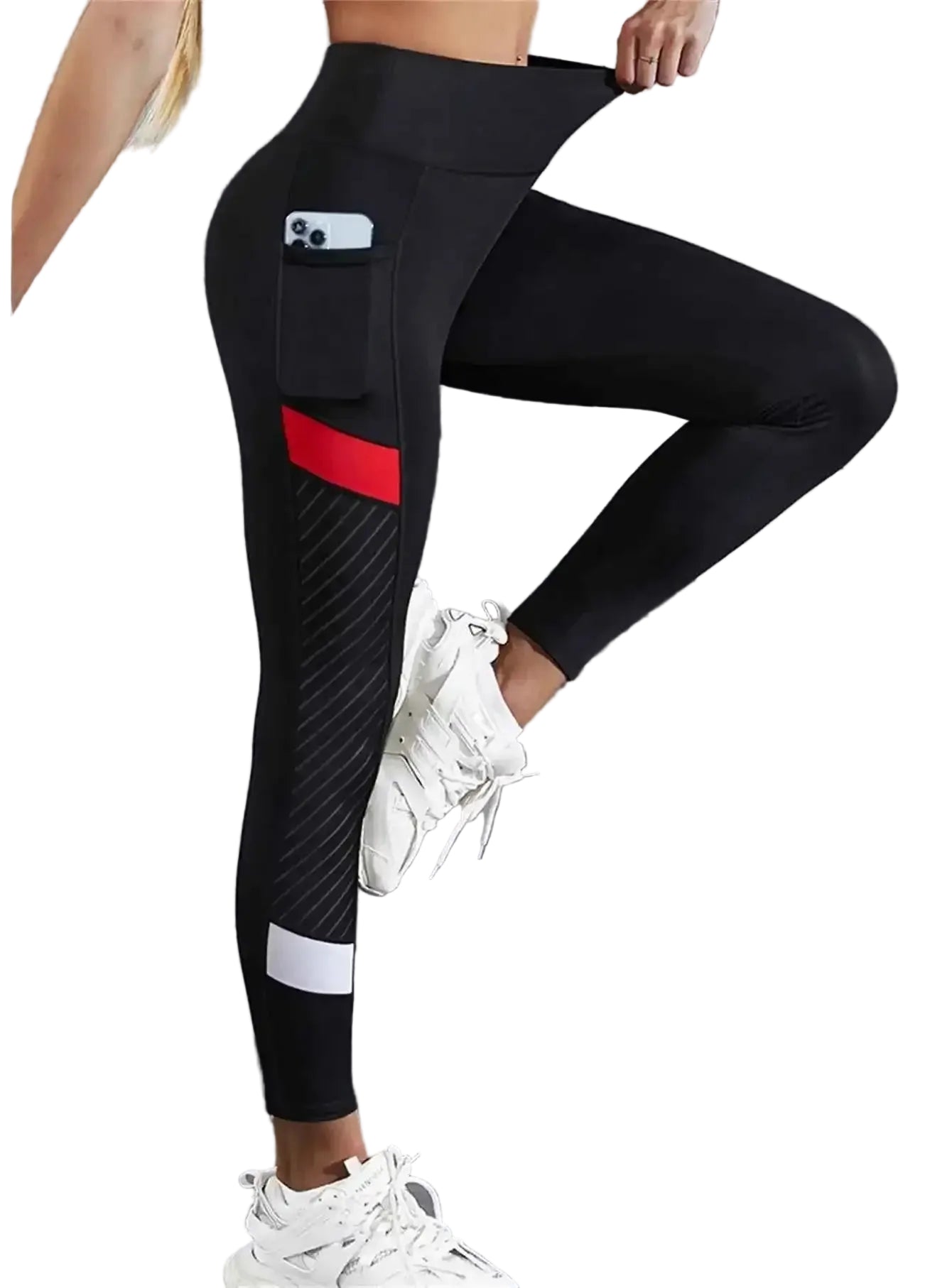 Women's Color Block Mesh High Waist Yoga Leggings