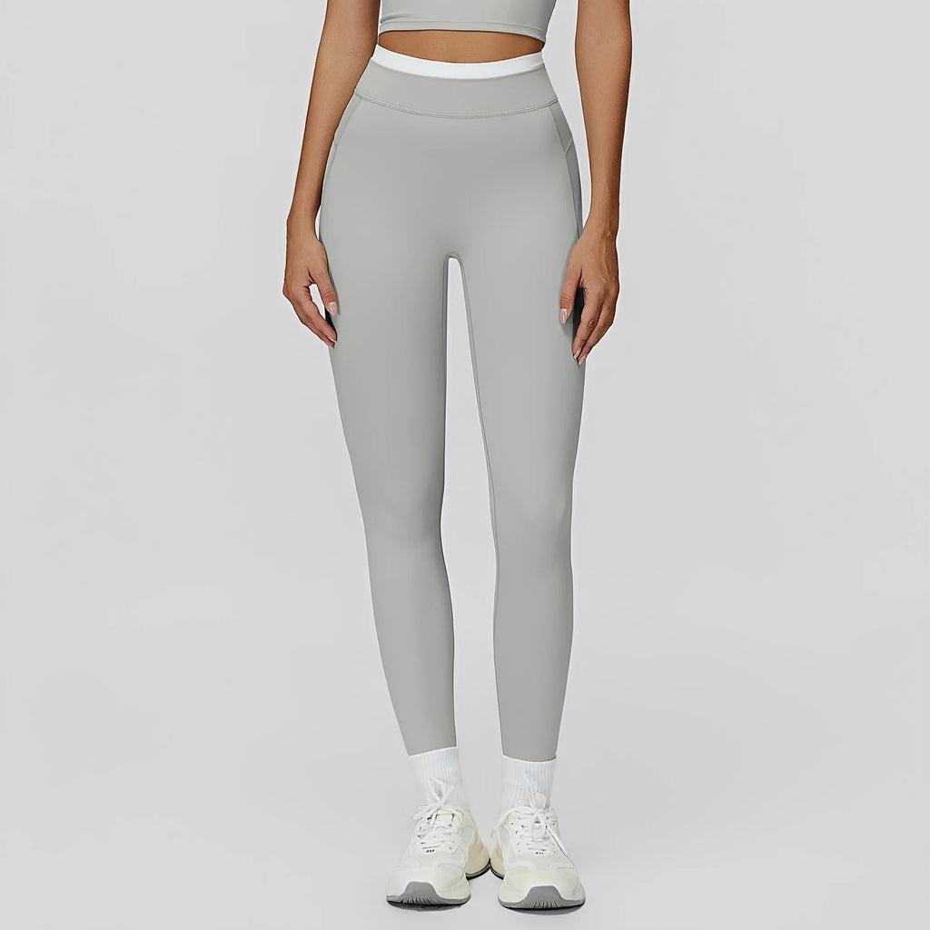 Women's White Top High Waist Fitness Leggings