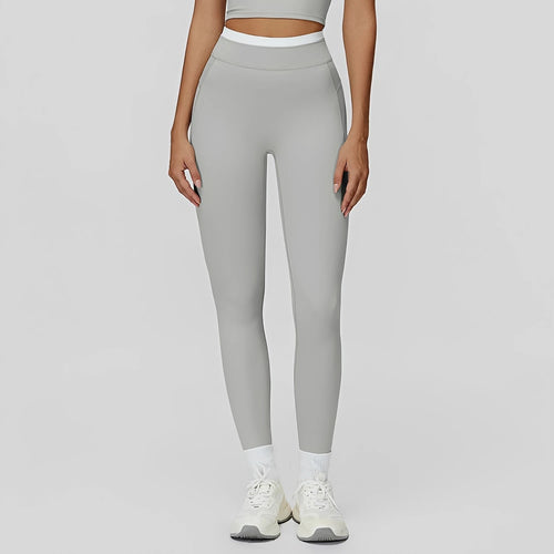 Women's White Top High Waist Fitness Leggings - Stride Leggings