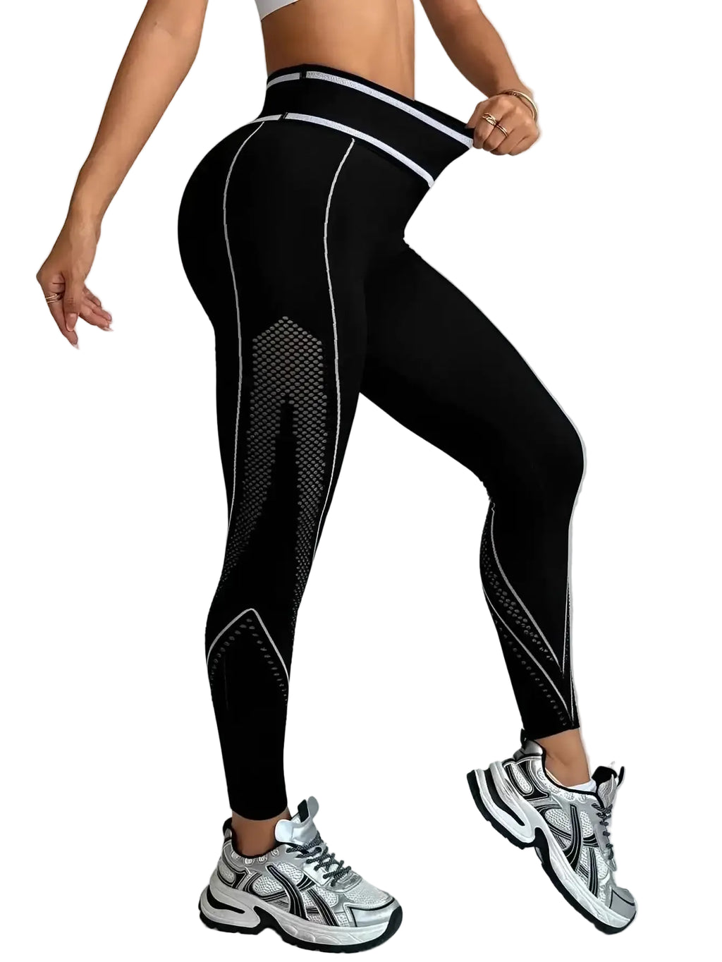 Women's Seamless High Waist Side Mesh Yoga Leggings