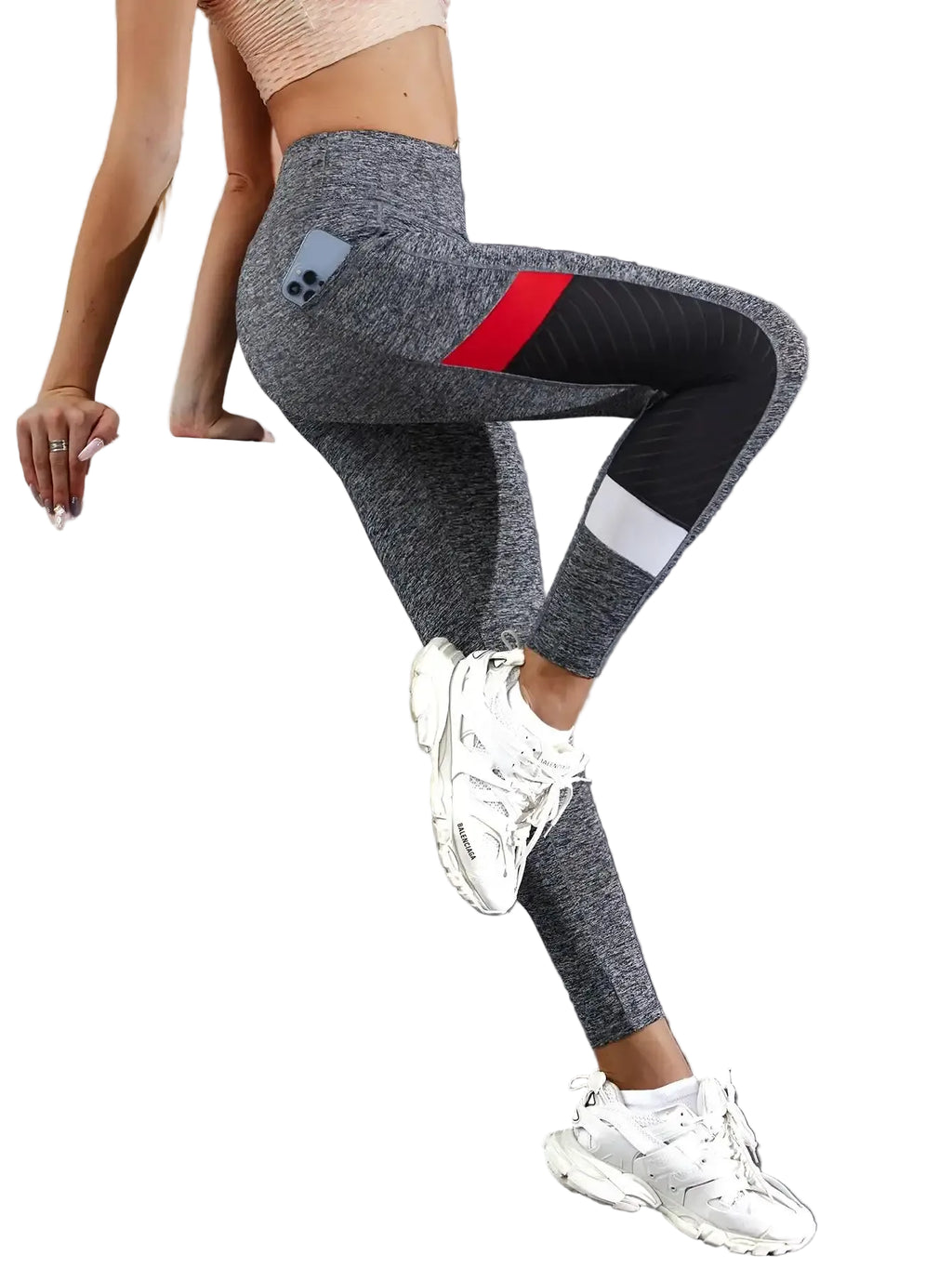 Women's Color Block Mesh High Waist Yoga Leggings - Stride Leggings