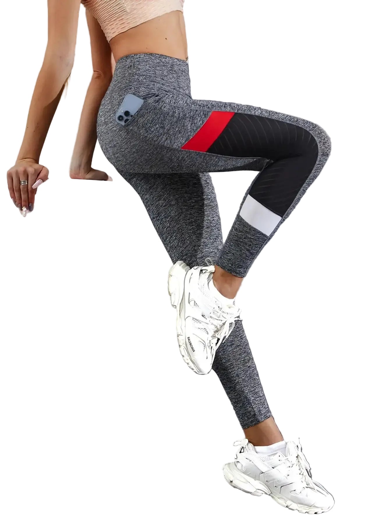 Women's Color Block Mesh High Waist Yoga Leggings - Stride Leggings