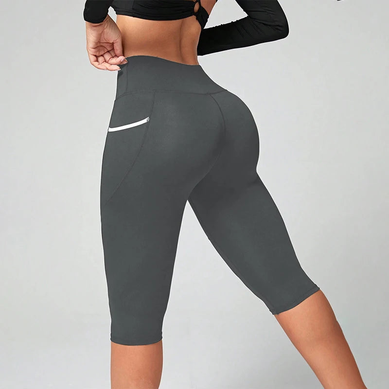 Women's High Waist Yoga Capri Leggings with Pockets