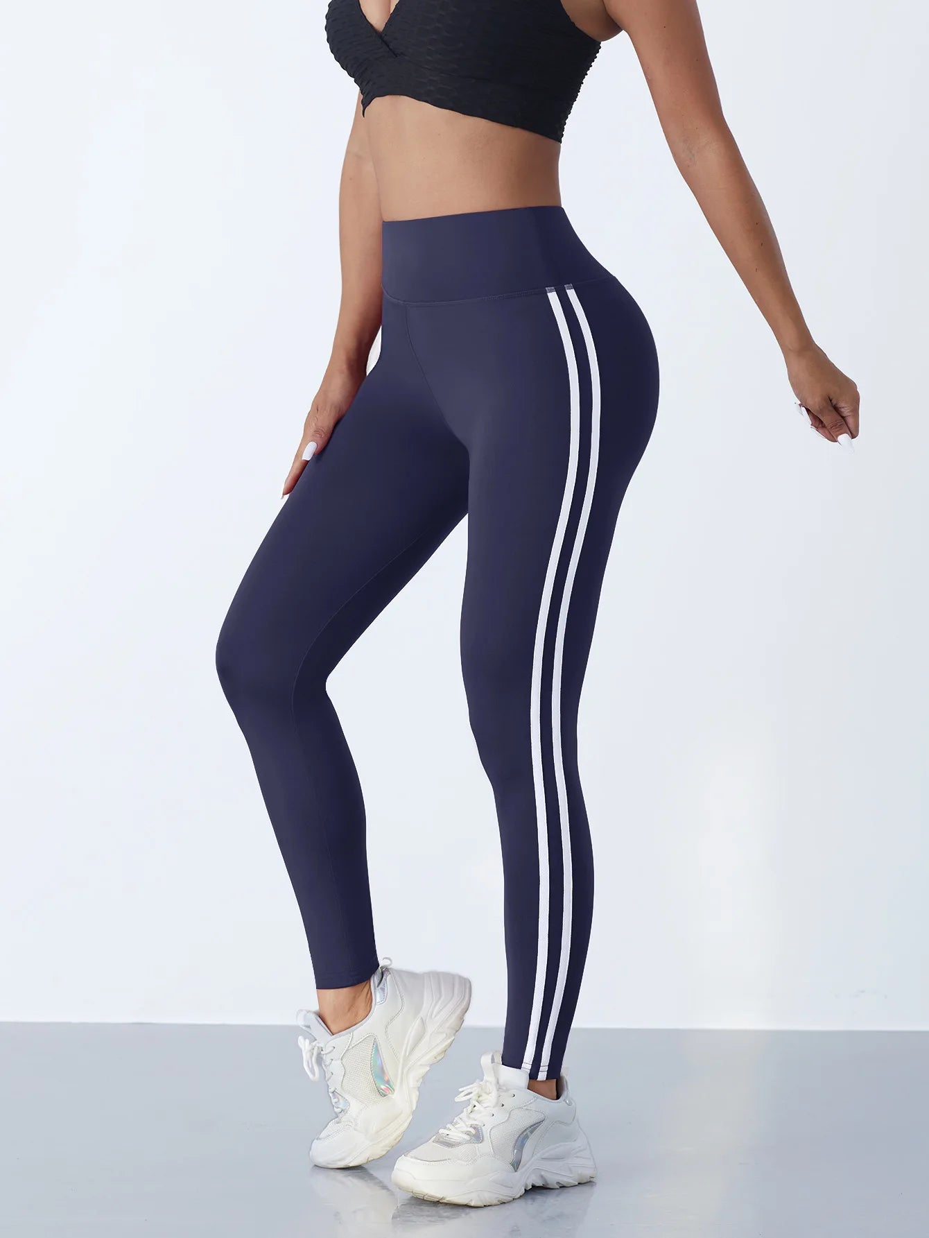 Women's Striped Slim High Waist Yoga Leggings