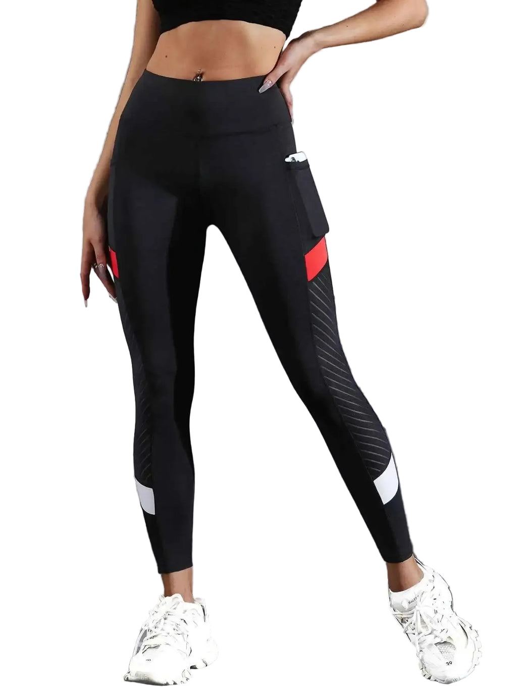 Women's Color Block Mesh High Waist Yoga Leggings
