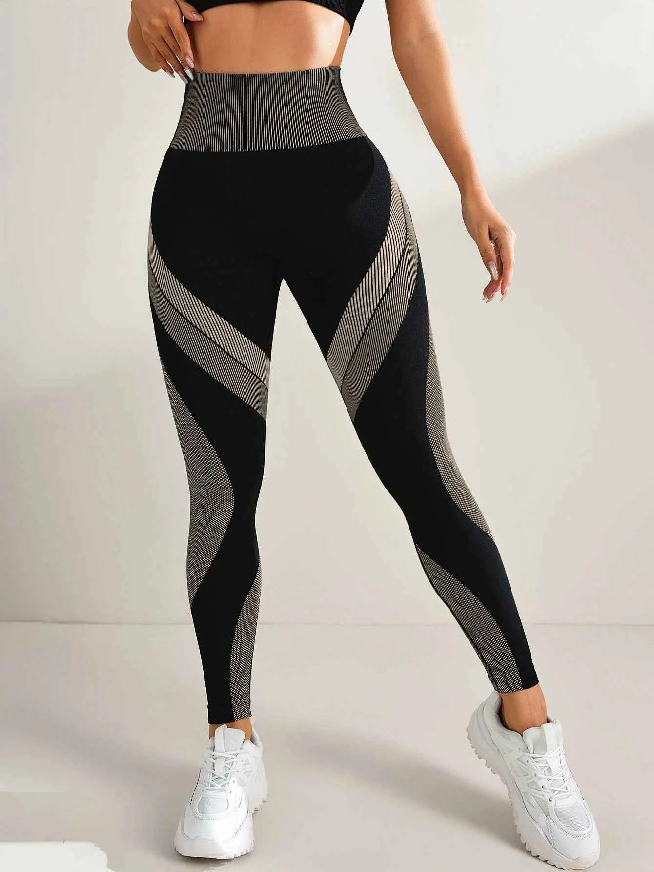 Women's Seamless High Waist Patchwork Yoga Leggings
