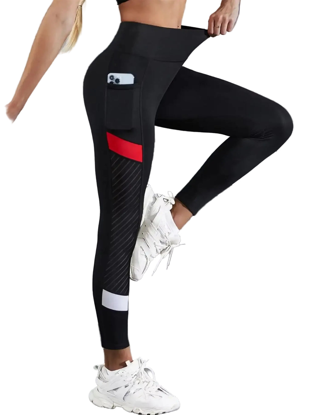 Women's Color Block Mesh High Waist Yoga Leggings - Stride Leggings