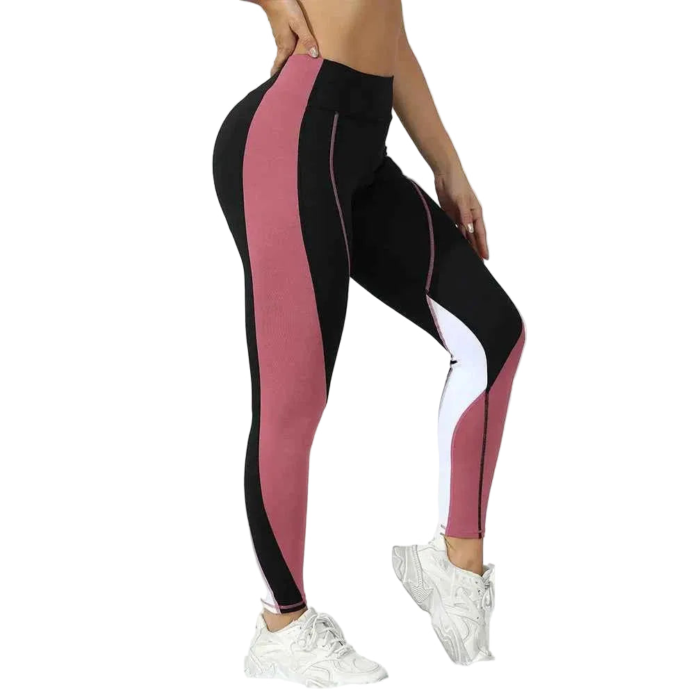 Women's Color Block High Waist Yoga Leggings