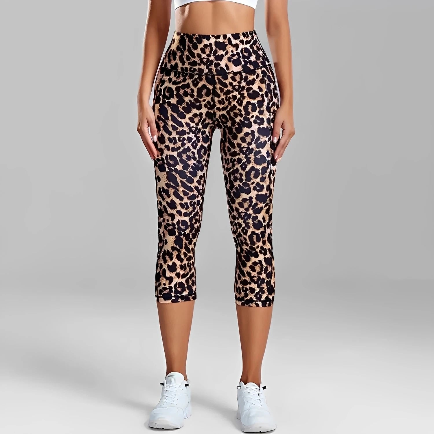 Women's Leopard Print Side Pocket Capris Leggings