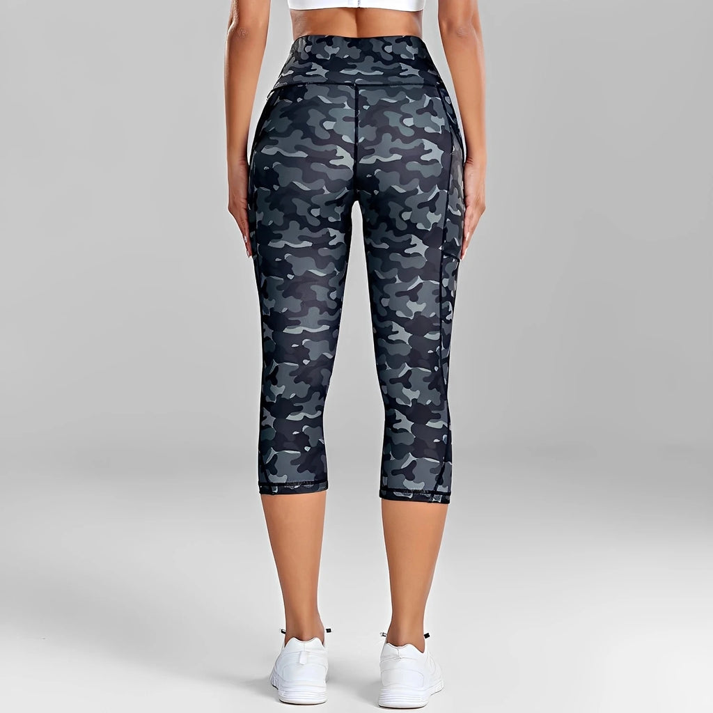 Women's Leopard Print Side Pocket Capri Leggings