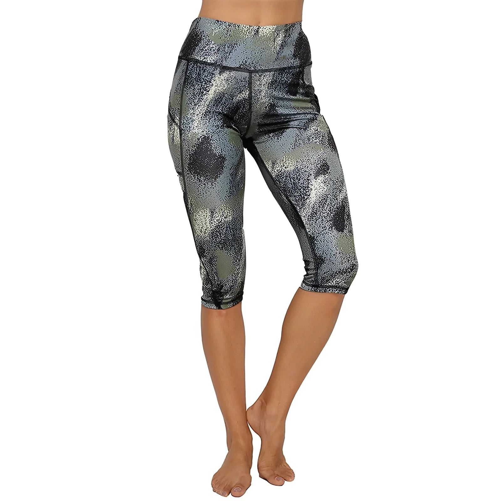 Women's Floral Yoga Pocket Capris Leggings