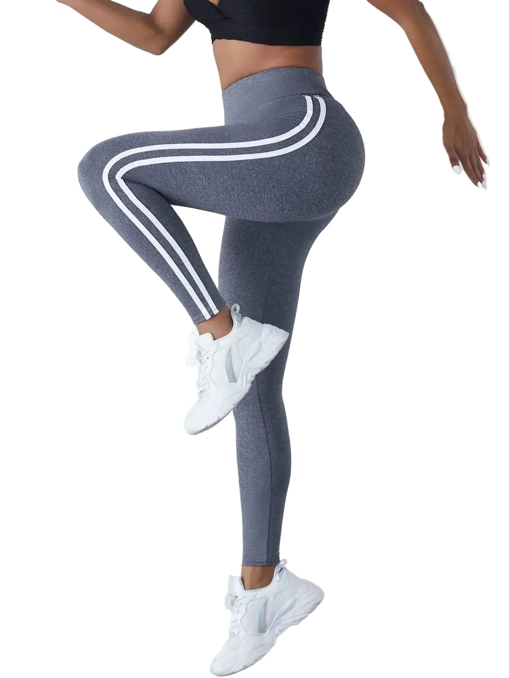 Women's Striped Slim High Waist Yoga Leggings