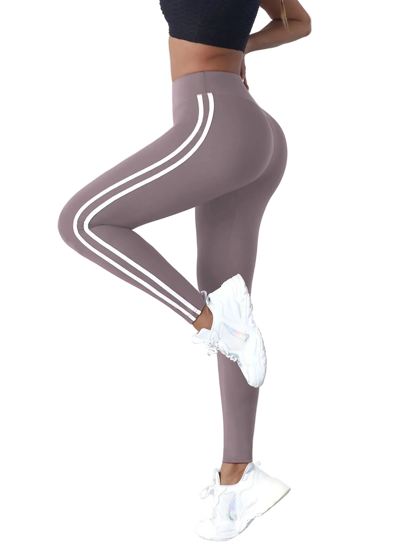 Women's Striped Slim High Waist Yoga Leggings - Stride Leggings