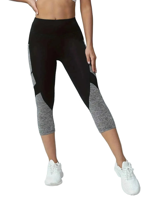 Women's Patchwork Side Pocket Capri Yoga Leggings