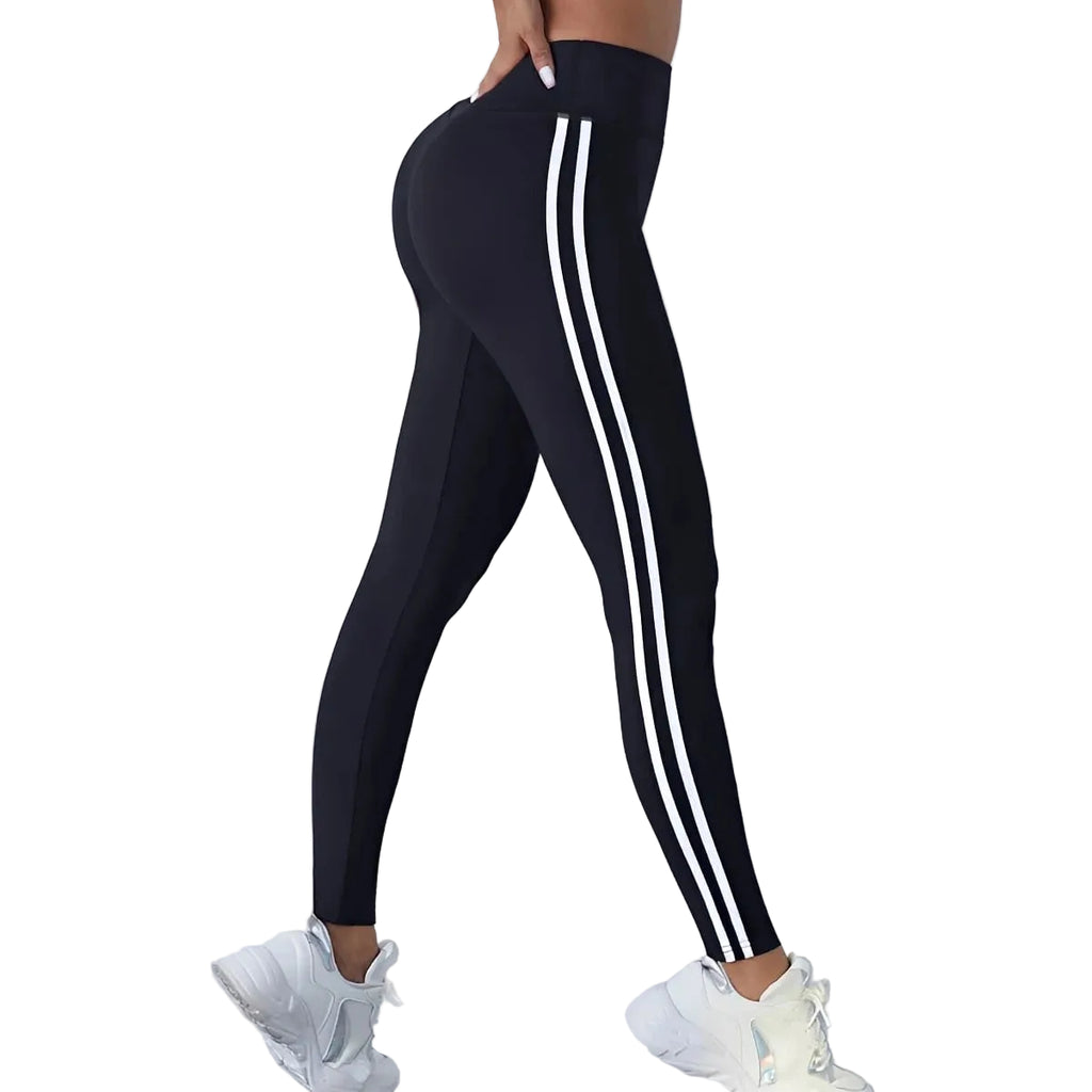Women's Striped Slim High Waist Yoga Leggings - Stride Leggings