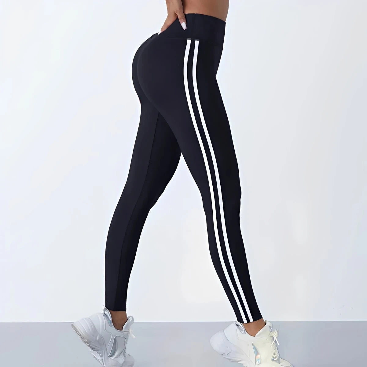 Women's Striped Slim High Waist Yoga Leggings