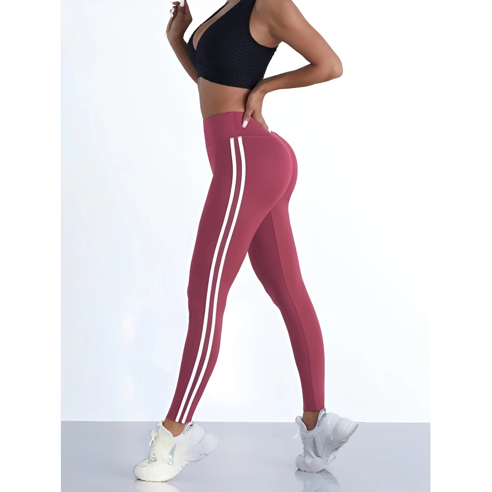 Women's Striped Slim High Waist Yoga Leggings