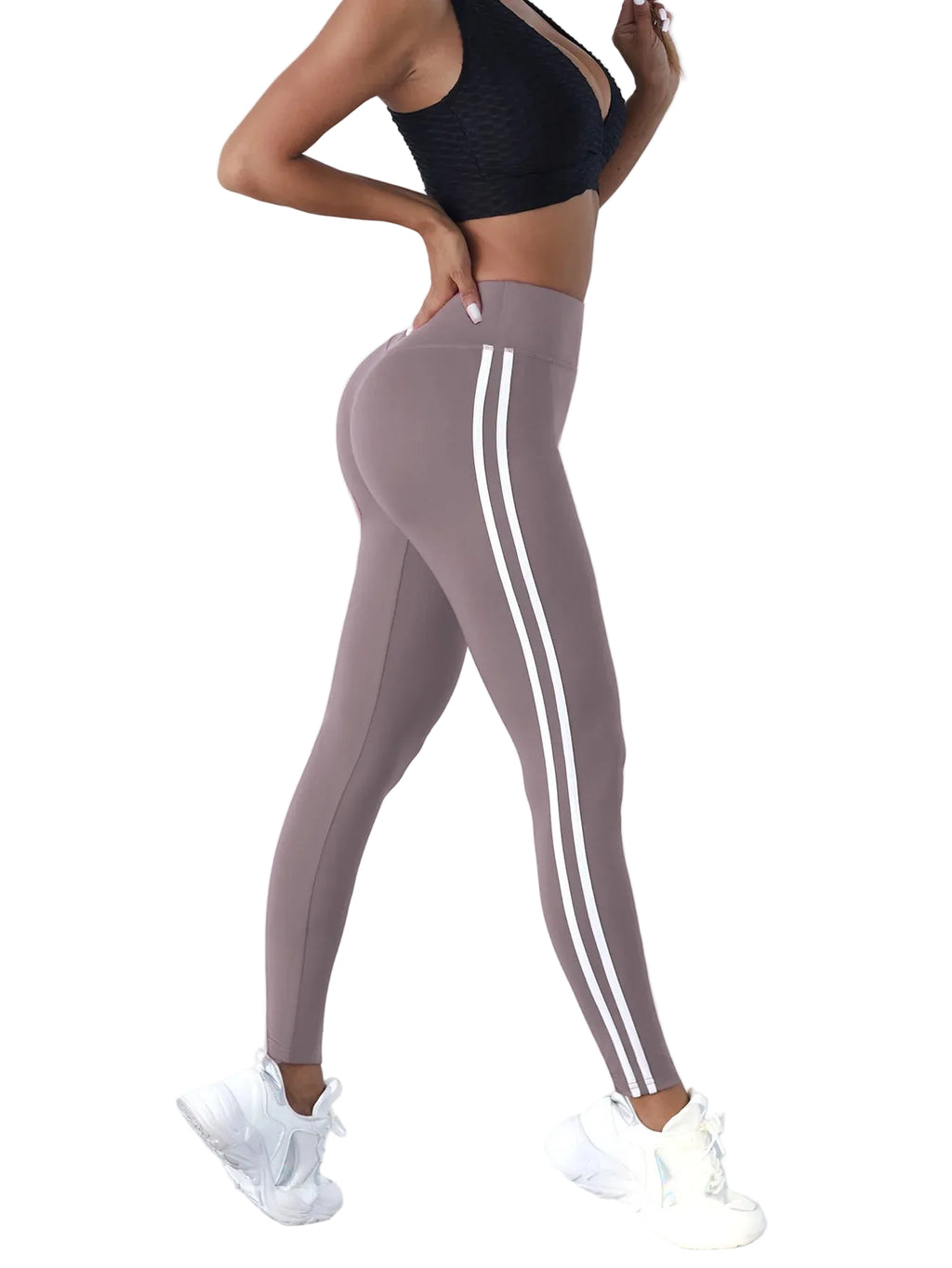 Women's Striped Slim High Waist Yoga Leggings - Stride Leggings