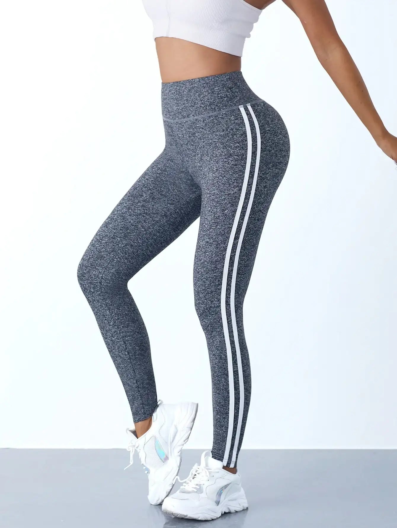 Women's Striped Slim High Waist Yoga Leggings