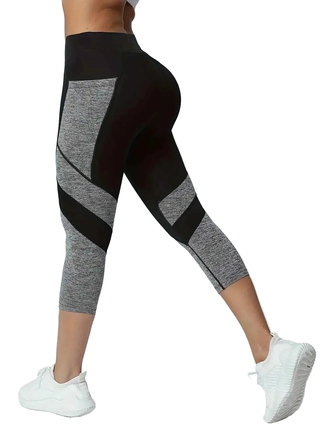 Women's Patchwork Side Pocket Capri Yoga Leggings