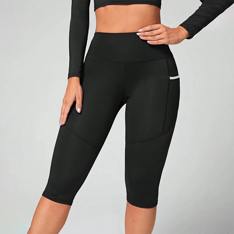 Women's High Waist Yoga Capri Leggings with Pockets