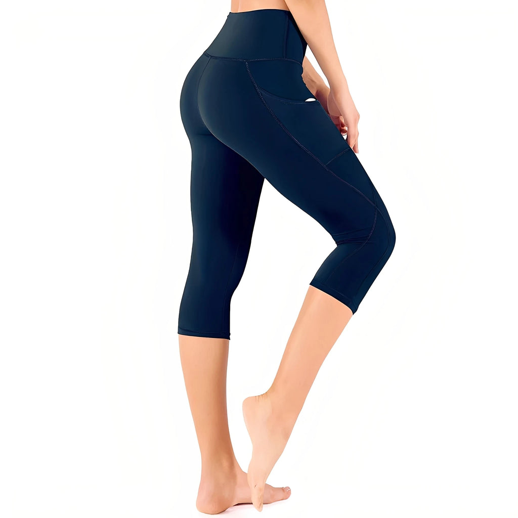 Women's High Waist Capri Side Pocket Yoga Leggings - Stride Leggings